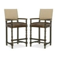 thumbnail image 1 of Home Square 31" Fabric & Leather Barstool in Anthracite Black - Set of 2, 1 of 5