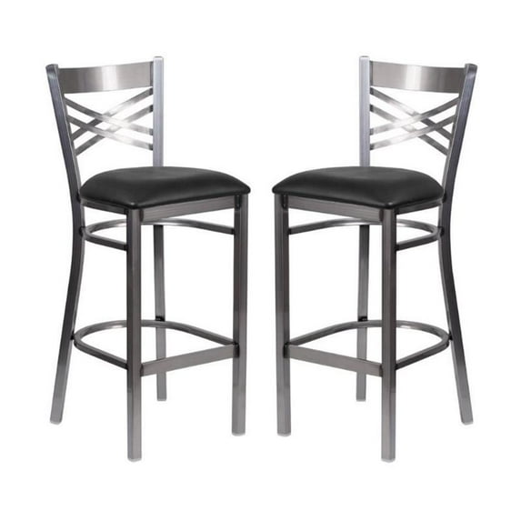 Home Square 31" Vinyl Upholstered Bar Stool in Black - Set of 2