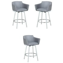 Home Square 36.4" Modern Memory Swivel Counter Stool in Gray - Set of 3
