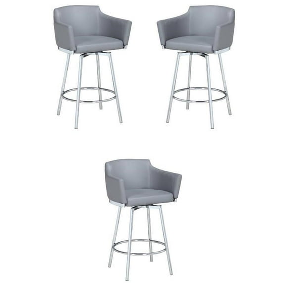 Home Square 36.4" Modern Memory Swivel Counter Stool in Gray - Set of 3