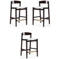 thumbnail image 1 of Home Square 37" Faux Leather Barstool in Ivory & Dark Walnut - Set of 3, 1 of 6