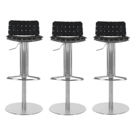Home Square 38" Gas Lift Bar Stool in Black - Set of 3