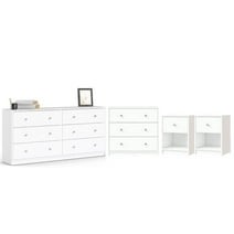 Home Square 4 Piece Bedroom Set With Dresser, Chest and 2 Nightstands in White