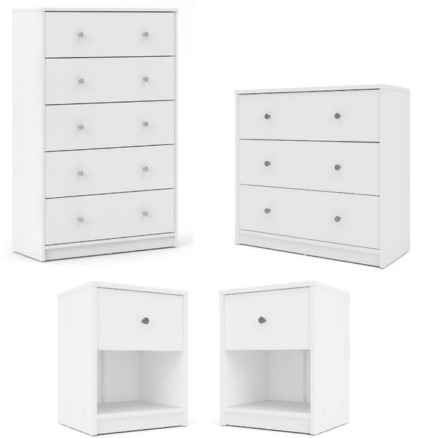 Home Square 4 Piece Bedroom Set with Dresser Chest and Two Nightstands