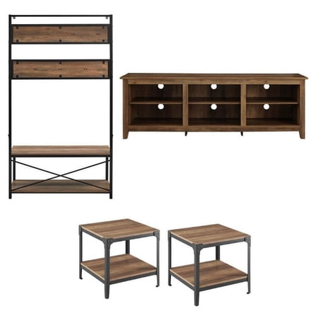 Home Square 4-Piece Furniture Set with TV Stand 2 End Tables & Hall Tree