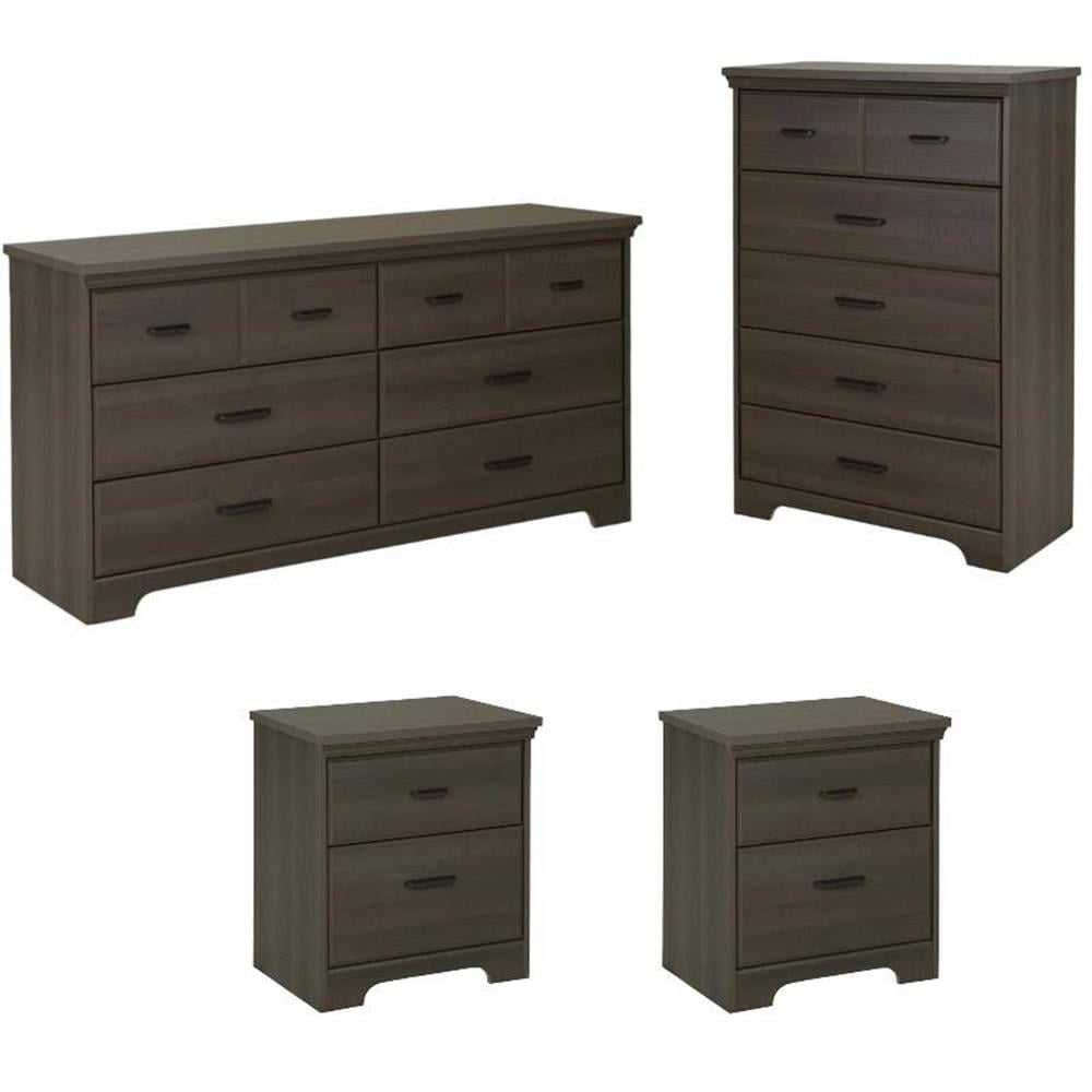 Gray Maple Twin Size Traditional Dresser and Nightstand Set