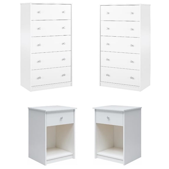 Home Square 4-Piece Set with 2 Dressers and 2 Nightstands in White