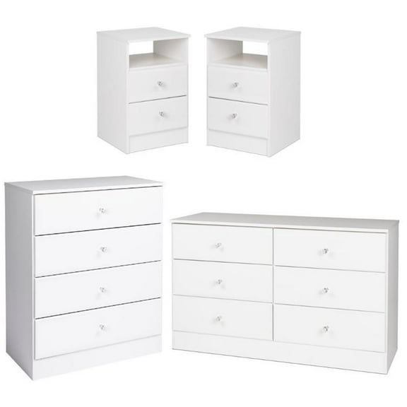 Home Square 4-Piece Set with 2 Nightstands Double Dresser & 4-Drawer Chest