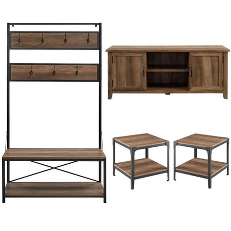 Home Square 4-Piece Set with 58" Modern TV Stand 2 End Tables & 72" Hall Tree
