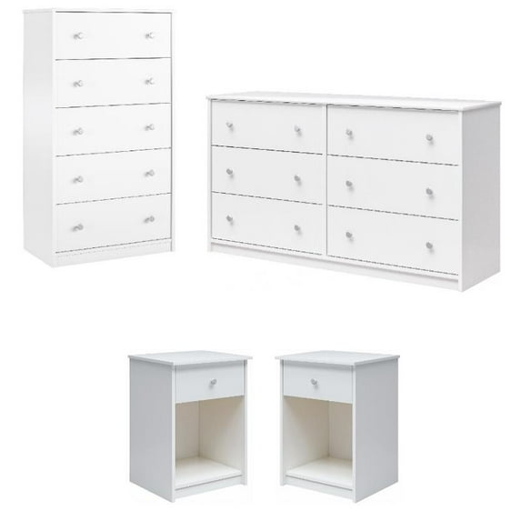 Home Square 4-Piece Set with 6 Drawer Dresser & 2 Nightstands & 5 Drawer Dresser