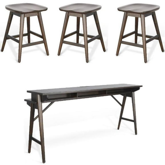 Home Square 4-Piece Set with Console Table and 3 Counter Stools