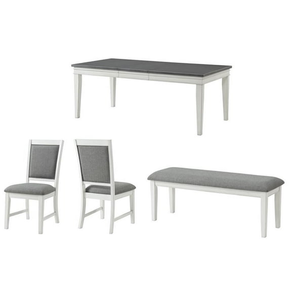 Home Square 4-Piece Set with Dining Table & Dining Bench & 2 Dining Chairs