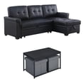 thumbnail image 1 of Home Square 4-Piece Set with Faux Leather Sleeper Sofa and Coffee Table Set, 1 of 17