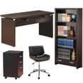 thumbnail image 1 of Home Square 4-Piece Set with Bookcase Desk Office Chair and Mobile File Cabinet, 1 of 11