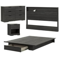 Home Square 4-Piece Set with Queen Platform Bed Headboard Nightstand & Dresser