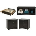 thumbnail image 1 of Home Square 4-Piece Set with Queen Storage Bed Cubby Bed Bench & 2 Nightstands, 1 of 15