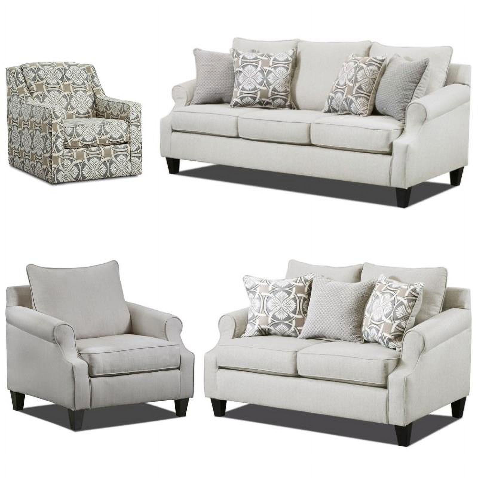 Home Square 4Piece Set with Swivel Chair Loveseat Chair and Sofa