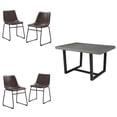 thumbnail image 1 of Home Square 5-Piece Faux Leather & Solid Wood Dining Set in Brown/Gray, 1 of 12