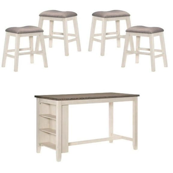 Home Square 5-Piece Set with 4 Counter Height Stools & Dining Table in Gray