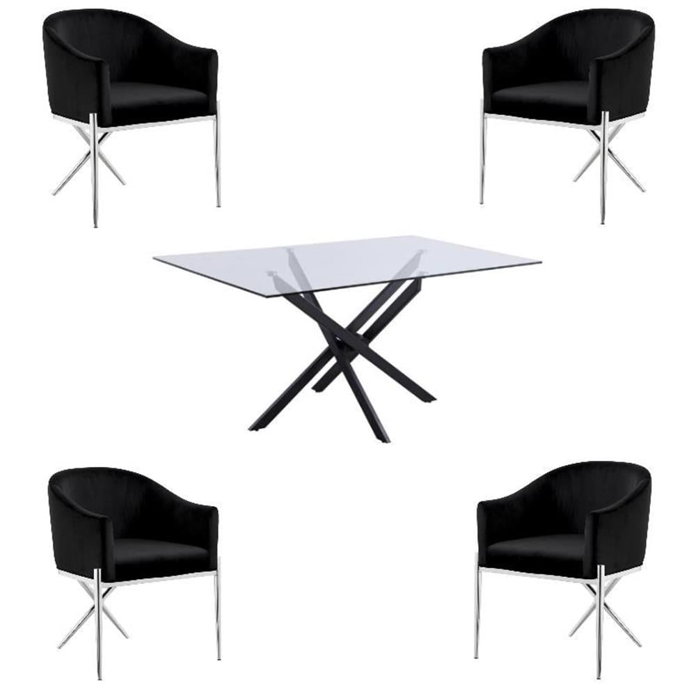 Home Square 5-Piece Set with Dining Table and 4 Xavier Dining Chairs in ...