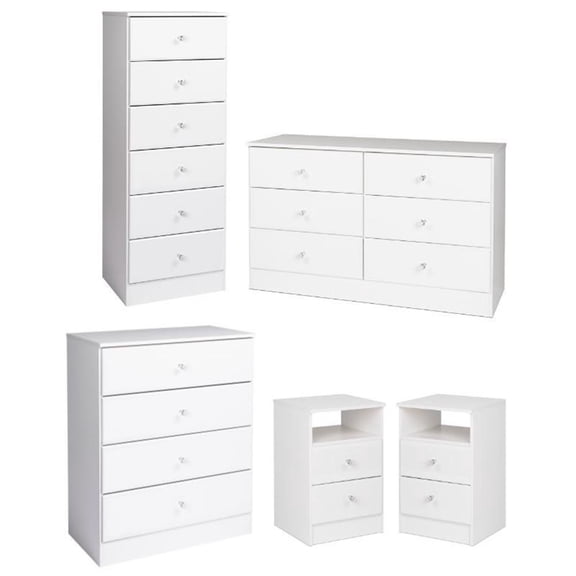 Home Square 5-Piece Set with Double Dresser Tall Chest Chest & 2 Nightstands