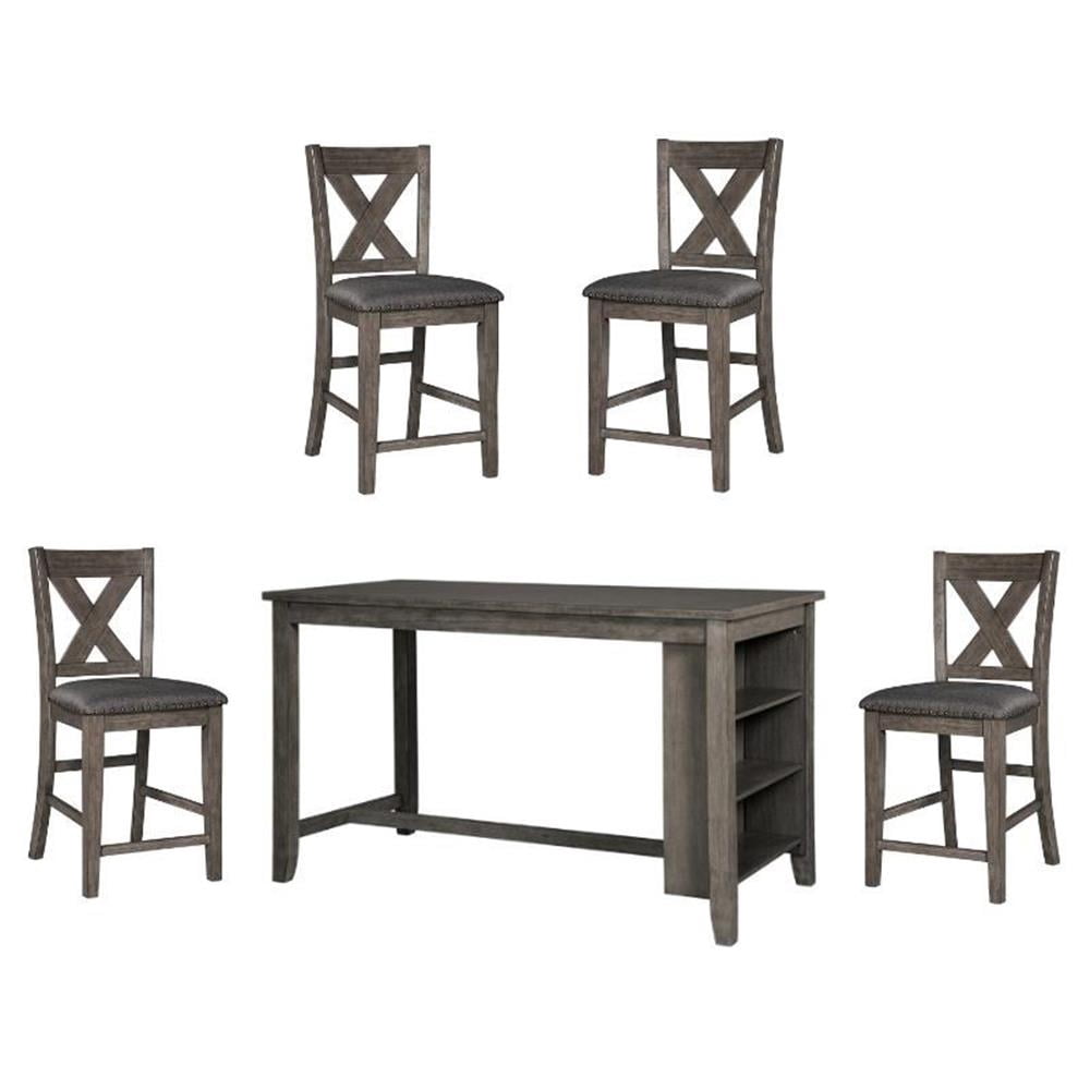 Home Square 5-Piece Set with Height Dining Table & 4 Counter Stools in ...