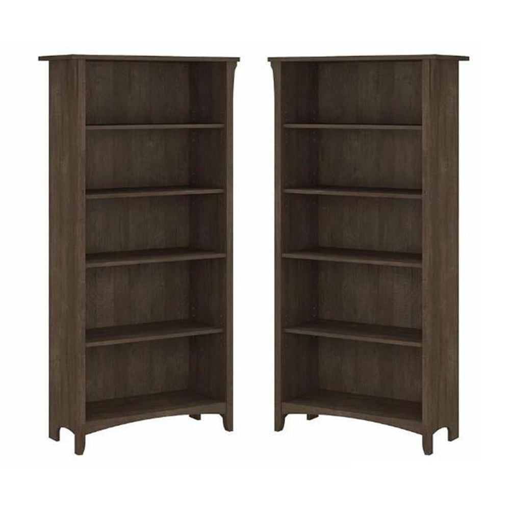 Home Square 5 Shelf Wood Bookcase Set in Ash Brown (Set of 2) - Walmart.com