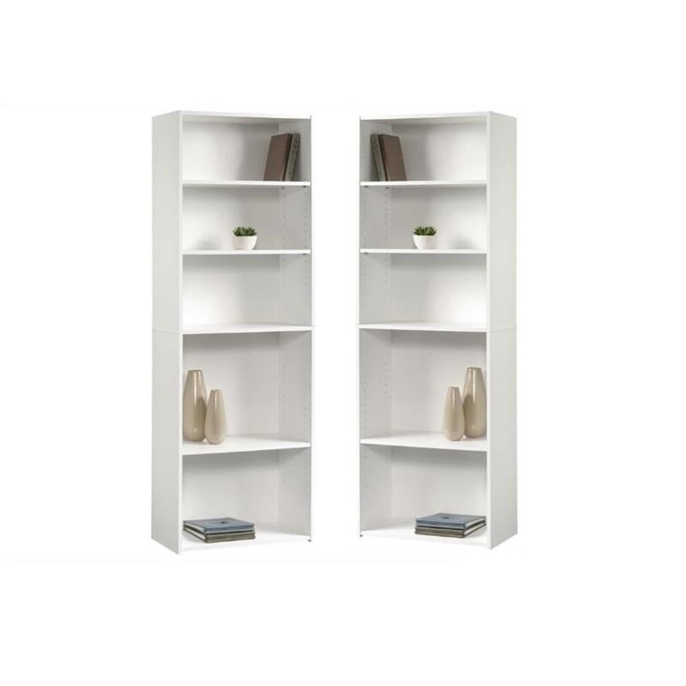 Home Square 5-Shelf Wood Bookcase in Soft White (Set of 2) - Walmart.com