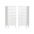 thumbnail image 1 of Home Square 6 Drawer Wood Chest Set in White (Set of 2), 1 of 7