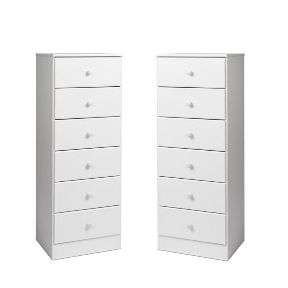 White 6-Drawer Contemporary Solid Wood Lingerie Chest Set