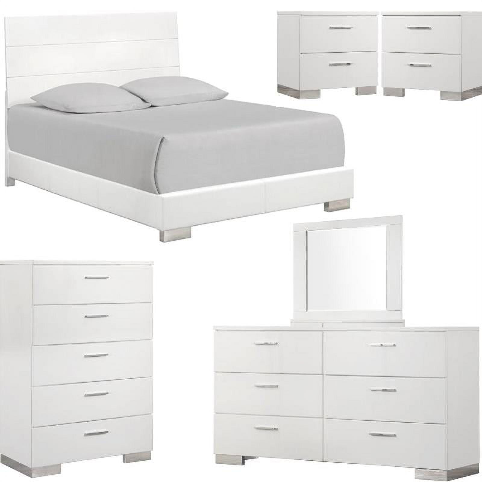 Home Square 6 Piece California King Bedroom Set in Glossy White