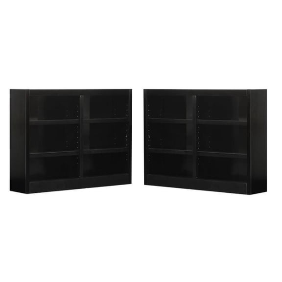 Home Square 6-Shelf Double Wide Wood Bookcase Set in Espresso