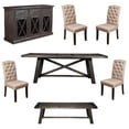 thumbnail image 1 of Home Square 7 Piece Dining Set with Dining Table 4 Chairs 1 Bench and Sideboard, 1 of 16