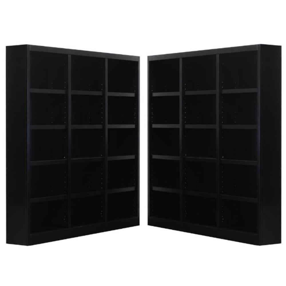 Home Square 72" Tall 15-Shelf Triple Wide Wood Bookcase in Espresso - Set of 2
