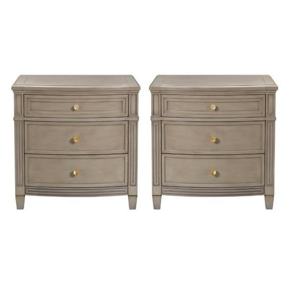 Home Square Accent End Table in Gray Cashmere and Gold - Set of 2