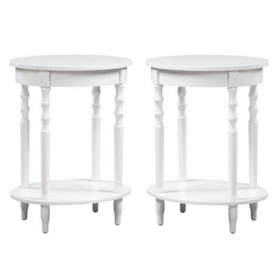 Home Square Accents Brandi Oval End Table in White - Set of 2