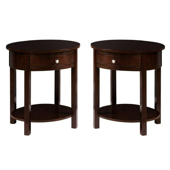 Home Square Accents Cypress End Table in Espresso Wood Finish - Set of 2