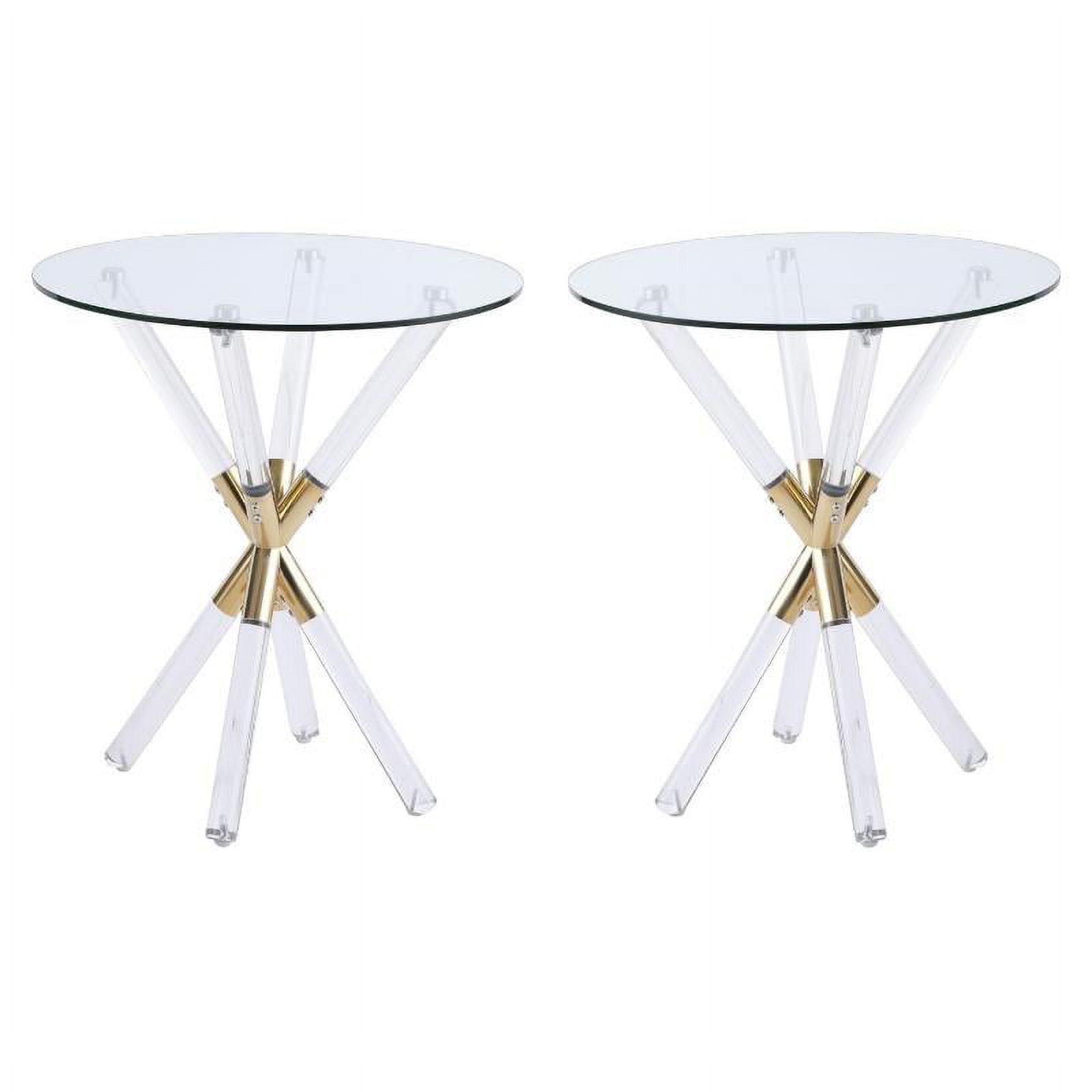 Home Square Acrylic and Gold Metal Glass Top End Table Set of 2