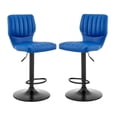 thumbnail image 1 of Home Square Adjustable Blue Faux Leather Swivel Bar Stool - Set of 2, 1 of 9