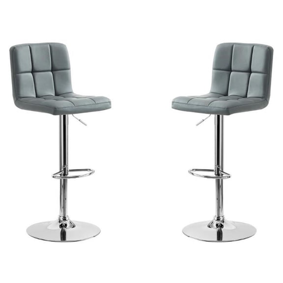 Home Square Adjustable Metal Barstool in Gray Finish - Set of 2