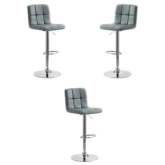 Home Square Adjustable Metal Barstool in Gray Finish - Set of 3