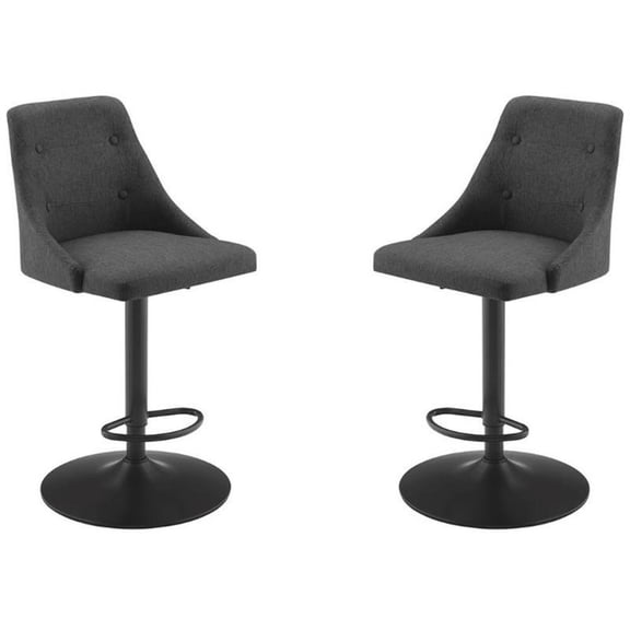 Home Square Adjustable Swivel Base Metal Barstool in Gray - Set of 2