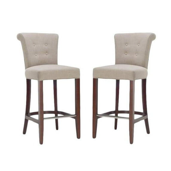 Home Square Aldo 20" Linen Fabric Bar Stool in Gray - Set of 2