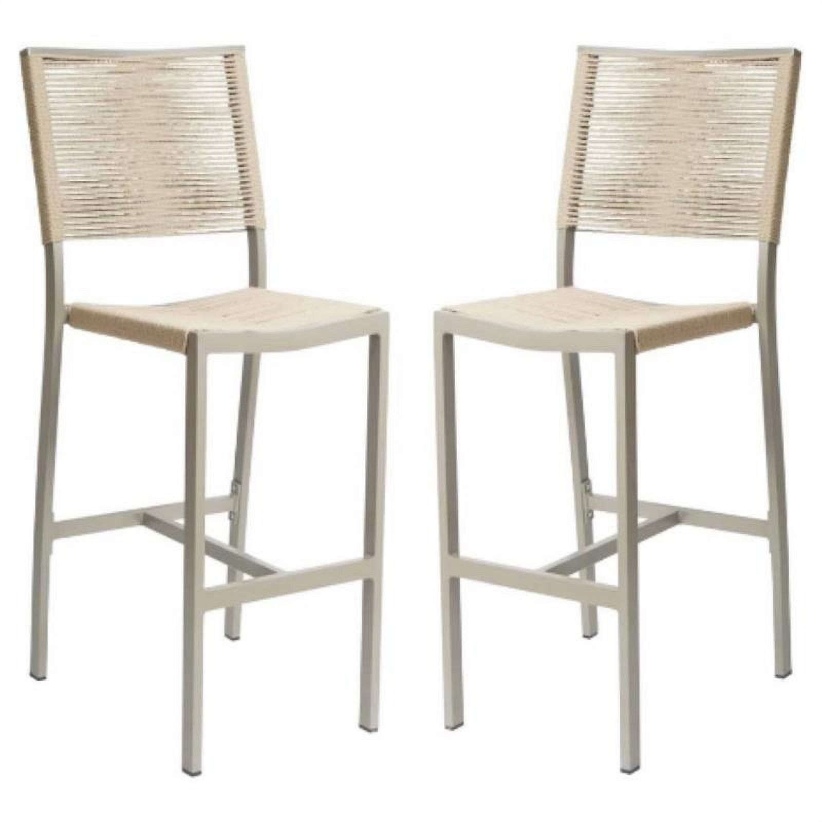 Home Square Aluminum Frame Patio Bar Side Stool in Tan Rope - Set of 2 - image 1 of 2