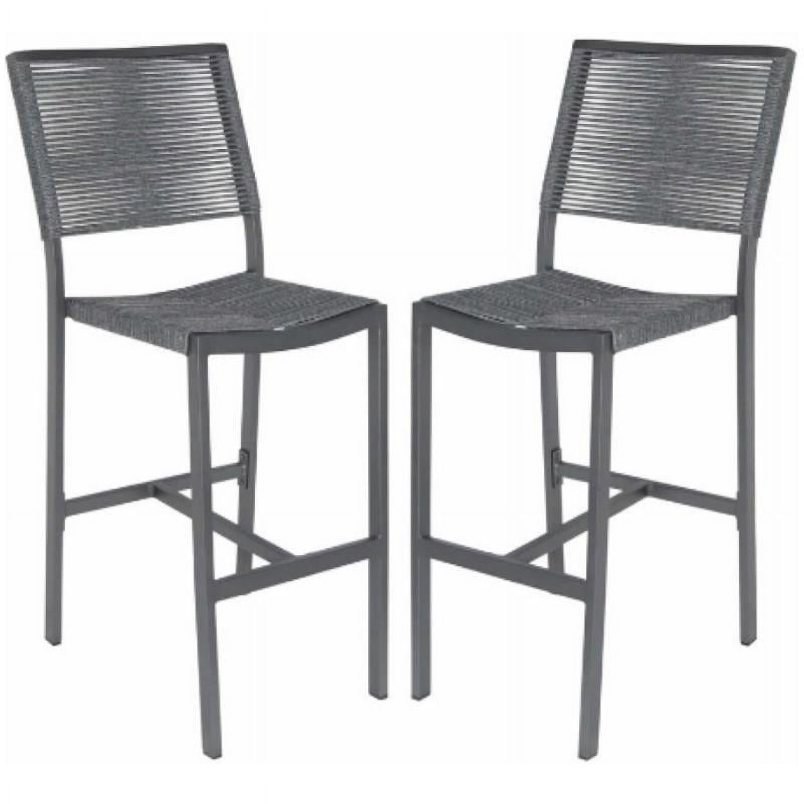 Home Square Aluminum Patio Bar Side Stool in Charcoal Rope - Set of 2 - image 1 of 2