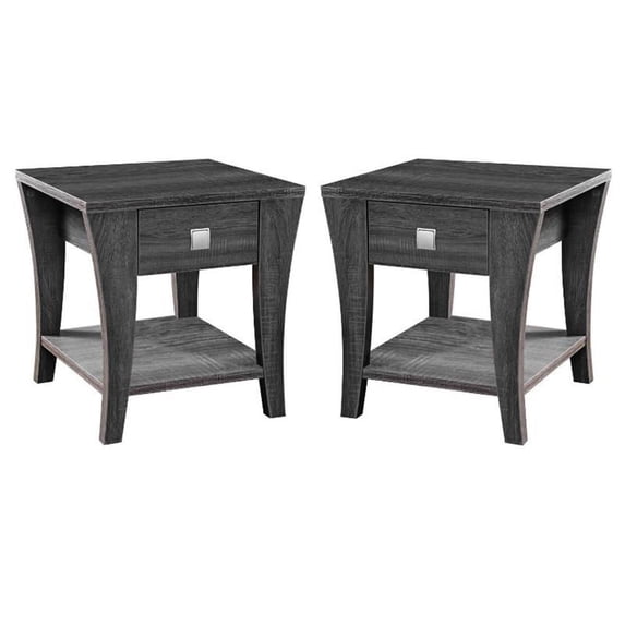 Home Square Ami Transitional Wood Storage End Table in Gray - Set of 2