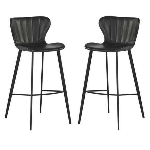 Home Square Arabella 30" Modern Fabric Barstool in Gray - Set of 2