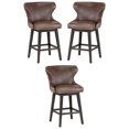 thumbnail image 1 of Home Square Ariana 26.25" Faux Leather Swivel Counter Stool in Brown - Set of 3, 1 of 8