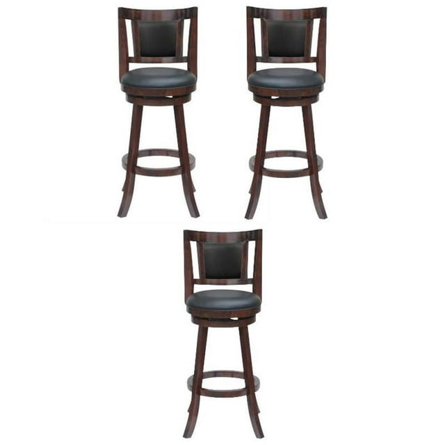 Home Square Avianna 24" Swivel Counter Stool in Cherry Finish - Set of 3