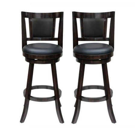 Home Square Avianna 29" Swivel Bar Stool in Cappuccino Finish - Set of 2